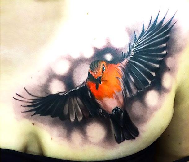 3D Realistic Bird Tattoo Idea