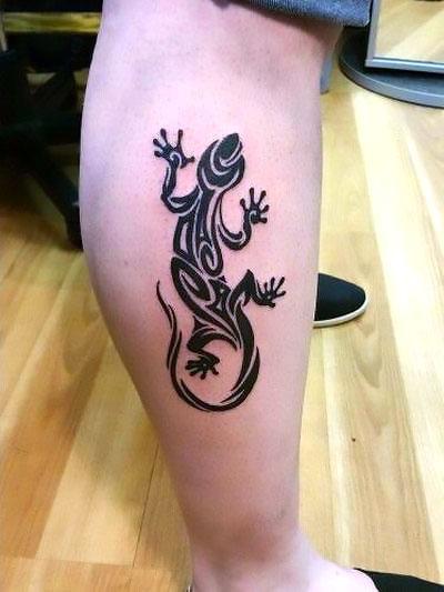 Cool Tribal Lizard Tattoo Idea