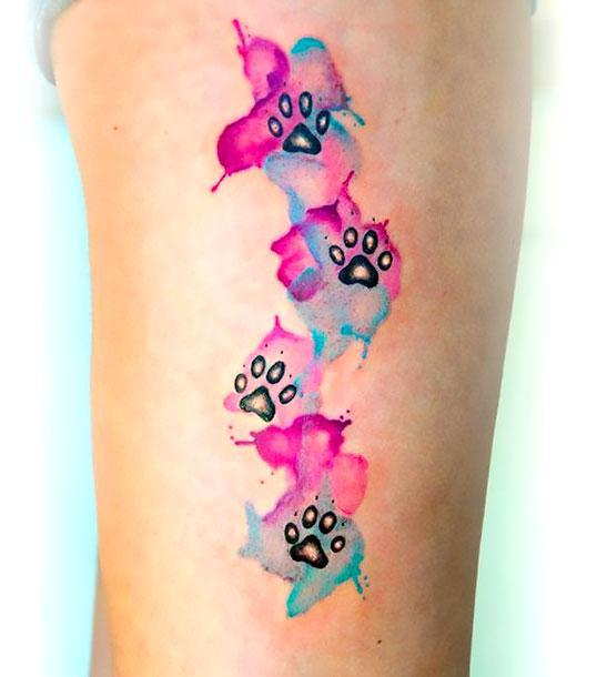 Cool Watercolor Dog Paw Print Tattoo Idea