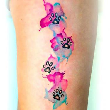 Cool Watercolor Dog Paw Print Tattoo