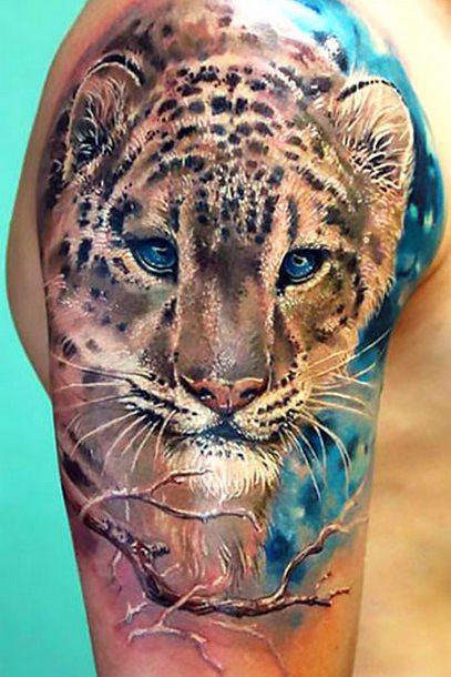 Cute Leopard Face Tattoo Idea