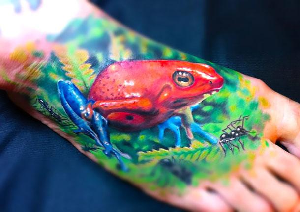 Dart Tree Frog on Foot Tattoo Idea