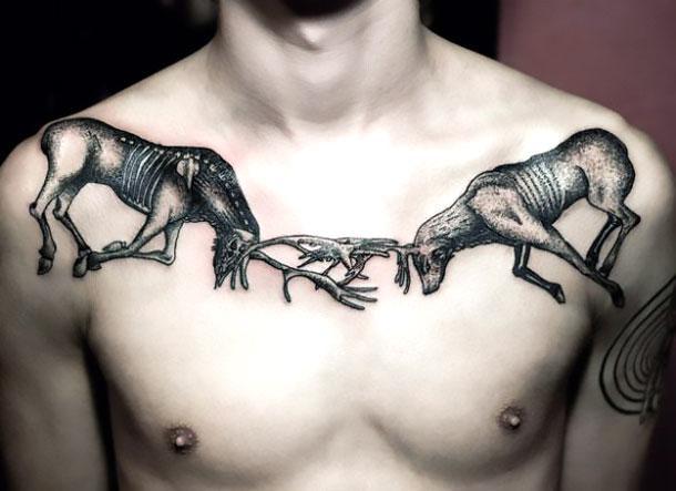 Deer Fight for Men Tattoo Idea