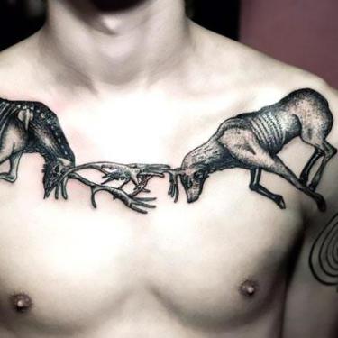 Deer Fight for Men Tattoo