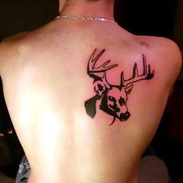 Deer Head on Back Tattoo