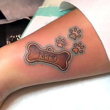 Dog Bone and Paws Tattoo
