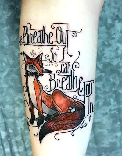 Fox With Lettering Tattoo Idea