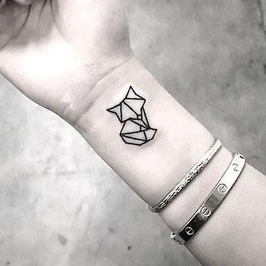 Geometric Fox on Wrist Tattoo