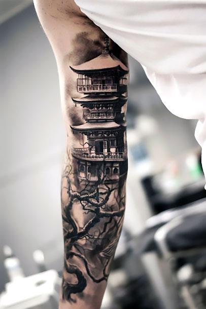 Cool House on Arm Tattoo Idea
