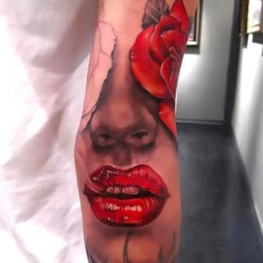 Cool Lips on Elbow Tattoo