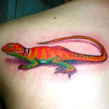 Cool Orange Lizard Tattoo