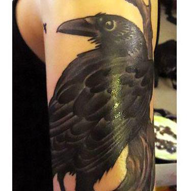 Cool Raven on Arm Tattoo