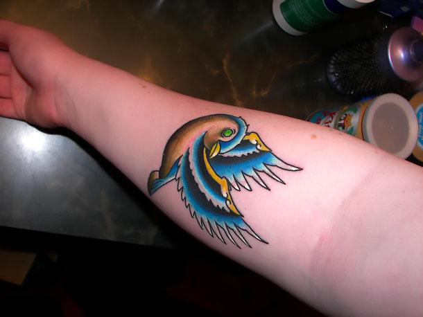 Cool Sparrow on Forearm Tattoo Idea