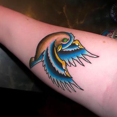 Cool Sparrow on Forearm Tattoo