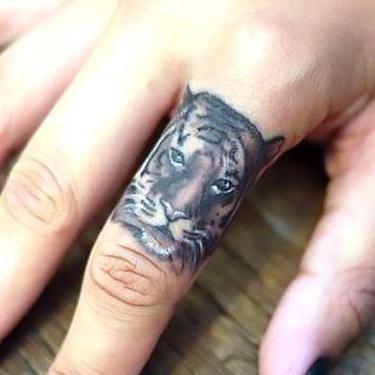 Cool Tiger on Finger Tattoo