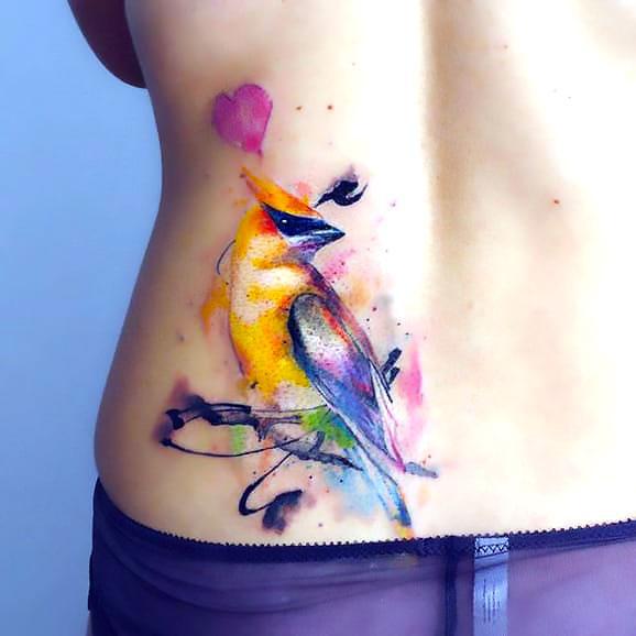 Cool Watercolor Bird Tattoo Idea