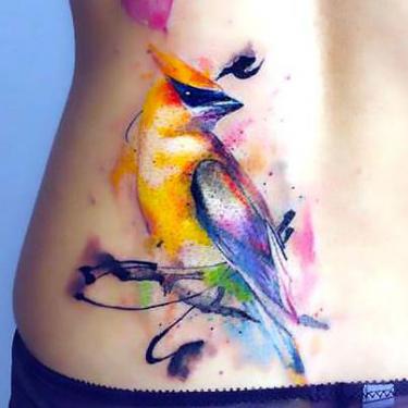 Cool Watercolor Bird Tattoo