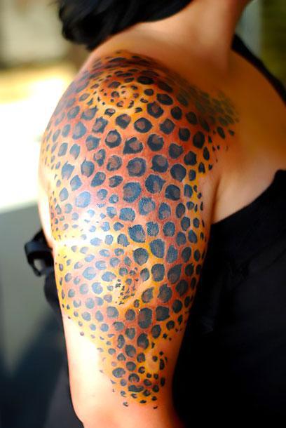 Half Sleeve Leopard Print Tattoo Idea