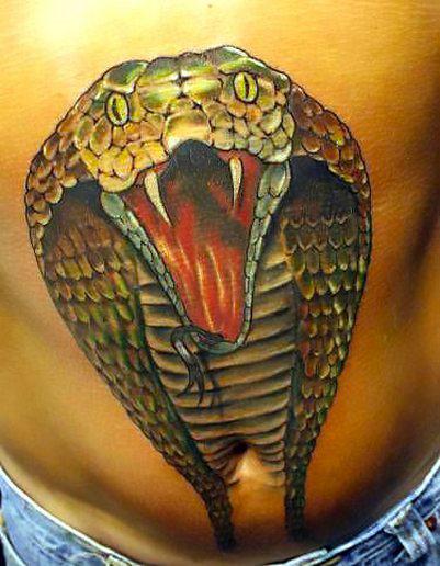 King Cobra on Belly Tattoo Idea