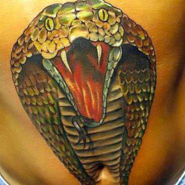King Cobra on Belly Tattoo