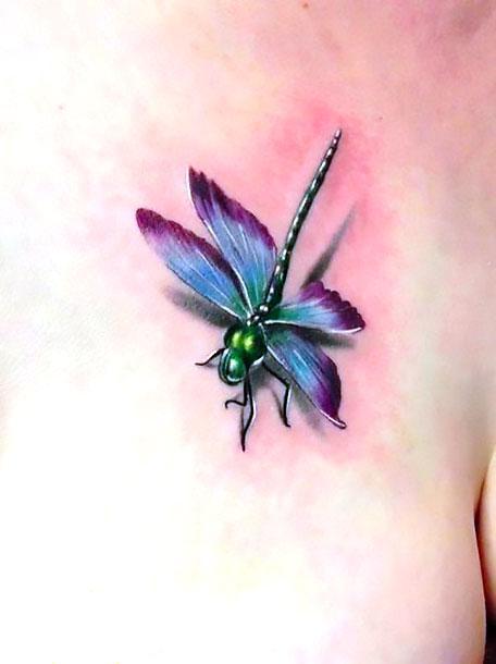 Little 3D Dragonfly Tattoo Idea
