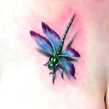 Little 3D Dragonfly Tattoo