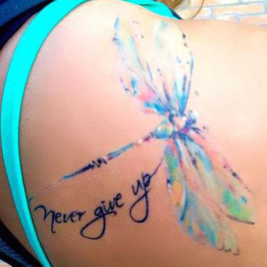 Never Give Up Dragonfly Tattoo