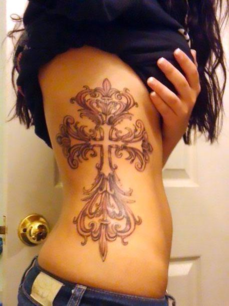 Cross on Side Tattoo Idea