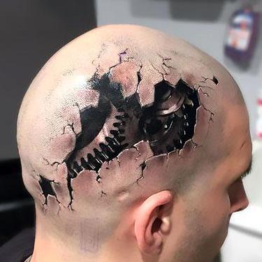 Amazing 3D Head Tattoo