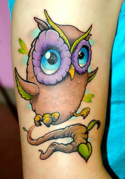 Cute Cartoon Owl Tattoo Idea