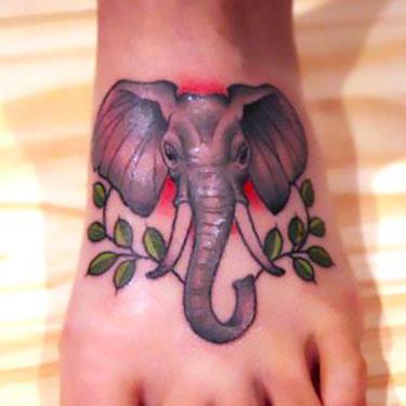 Cute Elephant on Foot Tattoo