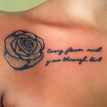 Cute Rose Tattoo on Collar Bone Tattoo