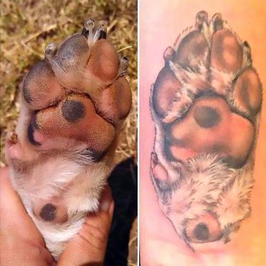 Puppy Paw Print Memorial Tattoo