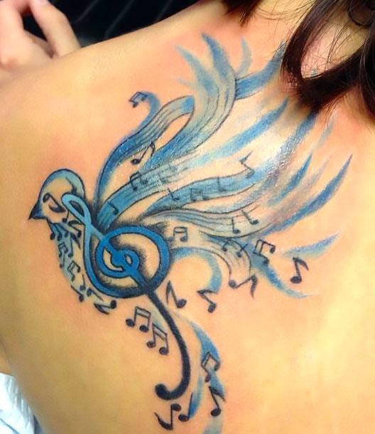Amazing Blue Songbird Tattoo Idea