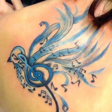 Amazing Blue Songbird Tattoo