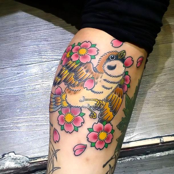 Cute Sparrow Tattoo Idea