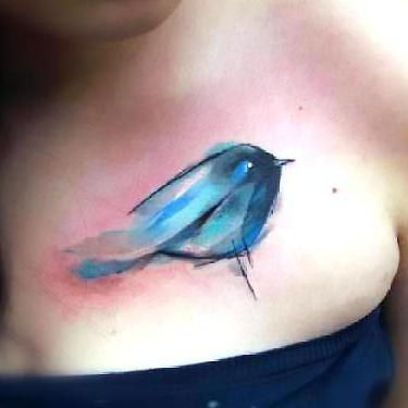 Cute Watercolor Bluebird Tattoo