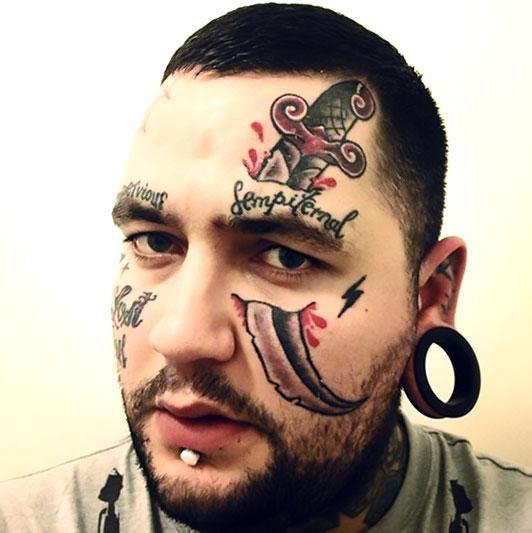 Dagger on Face Tattoo Idea