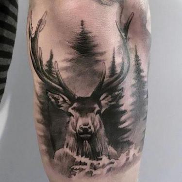 Deer on Elbow Tattoo