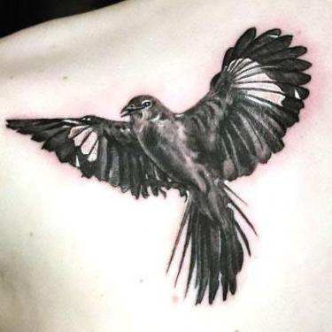 Detailed Mockingbird Tattoo