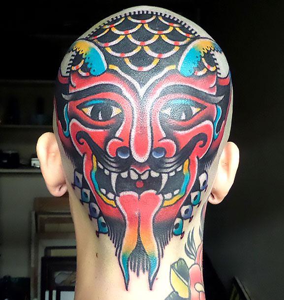 Devil on Head Tattoo Idea