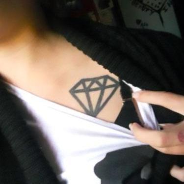 Diamond Tattoo on Collar Bone Tattoo