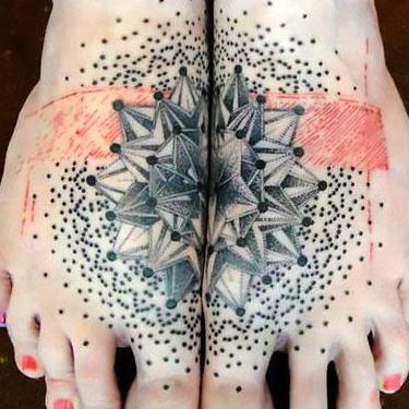 Dotwork Mandala on Feet Tattoo