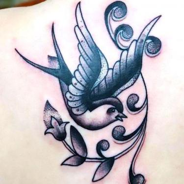 Dotwork Swallow Bird Tattoo