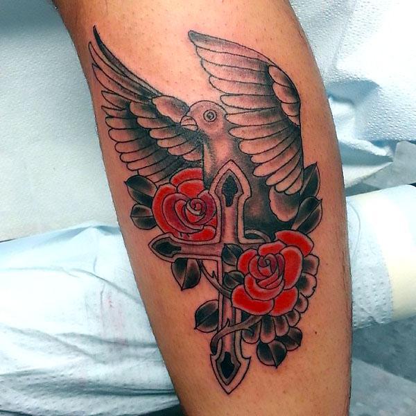 Dove and Cross Tattoo Idea