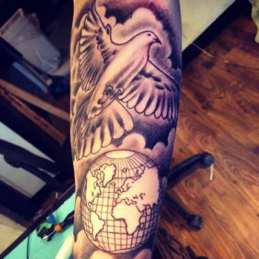 Dove and Globe Tattoo
