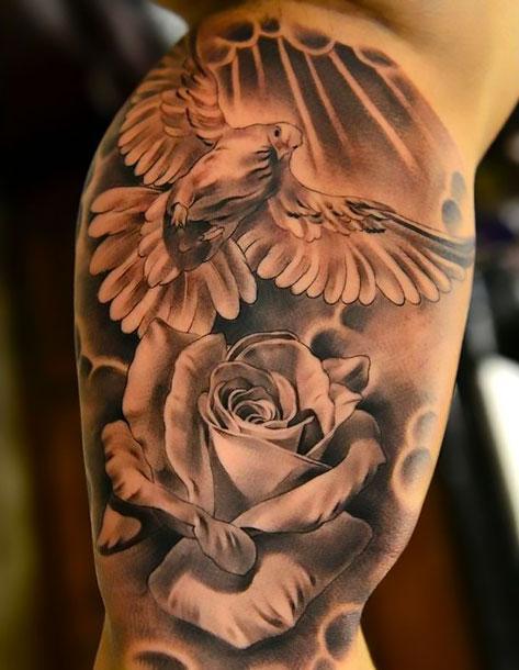 Dove and Rose Tattoo Idea