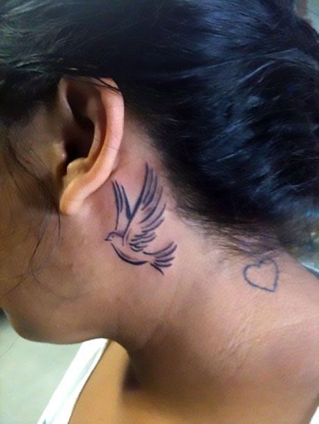 Dove Under Ear Tattoo Idea