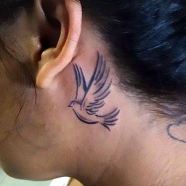 Dove Under Ear Tattoo