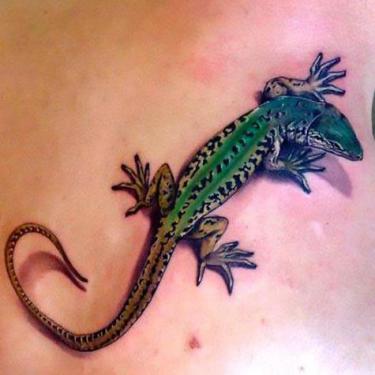 Realistic 3D Lizard Tattoo